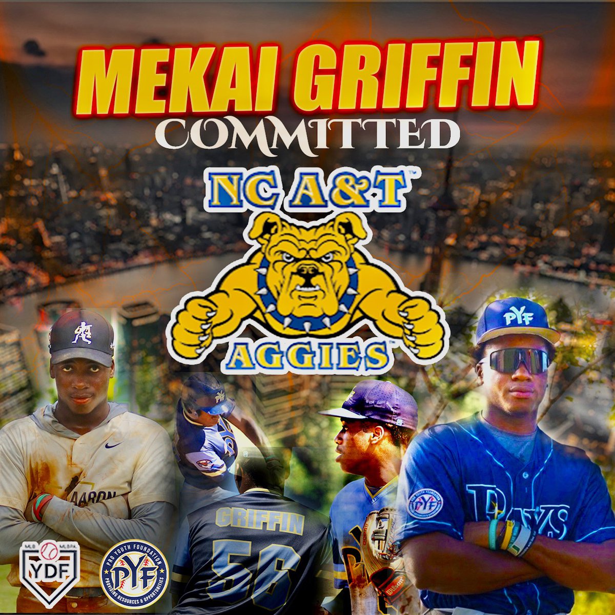 Congrats to long time PYF participant and PYF Rays player <a href="/GriffinMekai/">Mekai Griffin</a> Mekai Griffin OF/RHP on his commitment to North Carolina A&amp;T. #pyf #pyfrays <a href="/MLBDevelops/">MLBDevelops</a> #HankAaron #youthdevelopmentfoundation <a href="/Baseball_YDF/">MLB-MLBPA Youth Development Foundation</a> #breakthroughseries #ncat <a href="/NCAT_Baseball/">𝓓𝓲𝓪𝓶𝓸𝓷𝓭 𝓐𝓰𝓰𝓲𝓮𝓼</a> <a href="/RaysCommunity/">Rays Community</a>