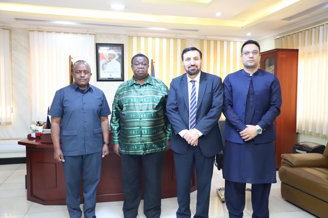 Today 13/03/2024, the Minister @mia_uga @otafiire_k , held a meeting with the Ambassador of the Pakistan High Commission, HE Muhammad Hassan Wazir. The Permanent Secretary of the Ministry, Lt Gen Joseph Musanyufu attended the meeting. They discussed matters of mutual interest.
