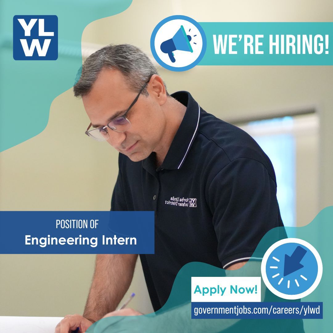 Ready to start your career in water? 💼 YLWD is currently accepting applications for an Engineering Intern! 👷🚧 

Applications close April 1, 2024. Apply now before it's too late! 🖱️Link in bio for more information. 🙌 

#YLWD #WaterJobs #Internships #Engineering #NowHiring
