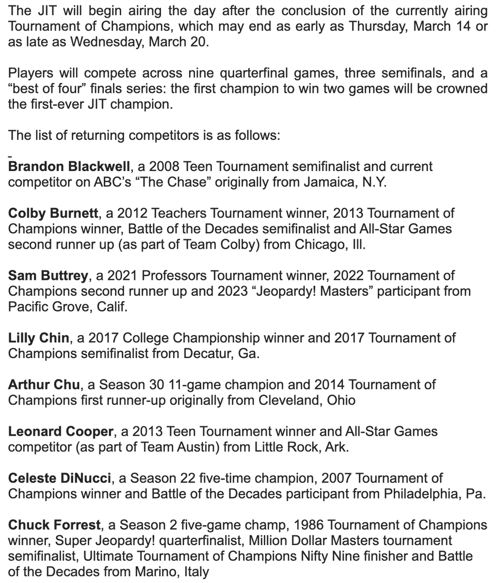 clairemcnear's tweet photo. yeah yeah jeopardy tournament fatigue LOOK WHO'S GOING TO SHOW UP FOR THE JEOPARDY INVITATIONAL TOURNAMENT https://t.co/XCUGTY1GSA