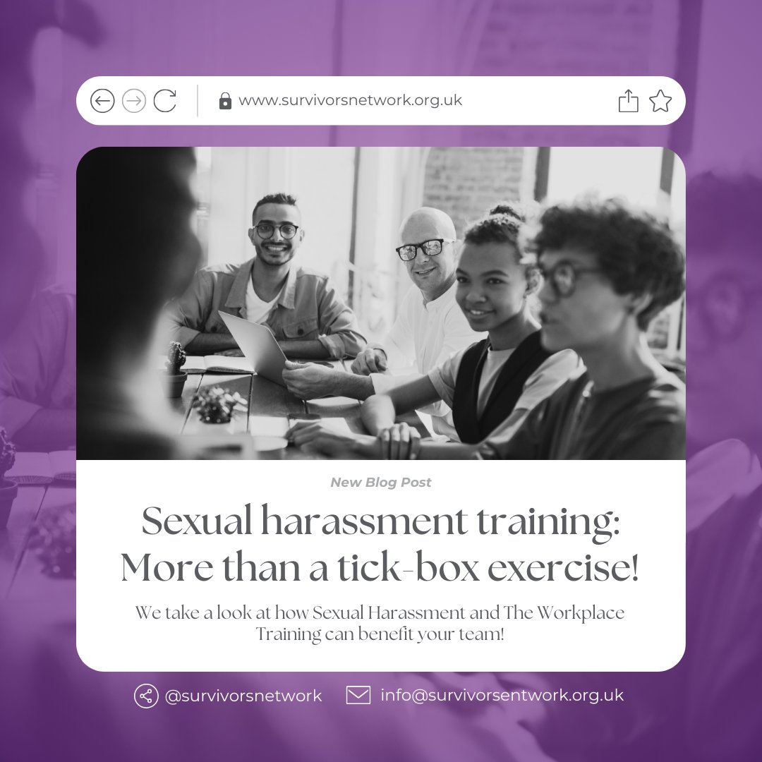 New On The Blog! 📚 Did you know that we deliver Sexual Harassment and The Workplace Training? 💻 Tap the link to read. survivorsnetwork.org.uk/sexual-harassm…