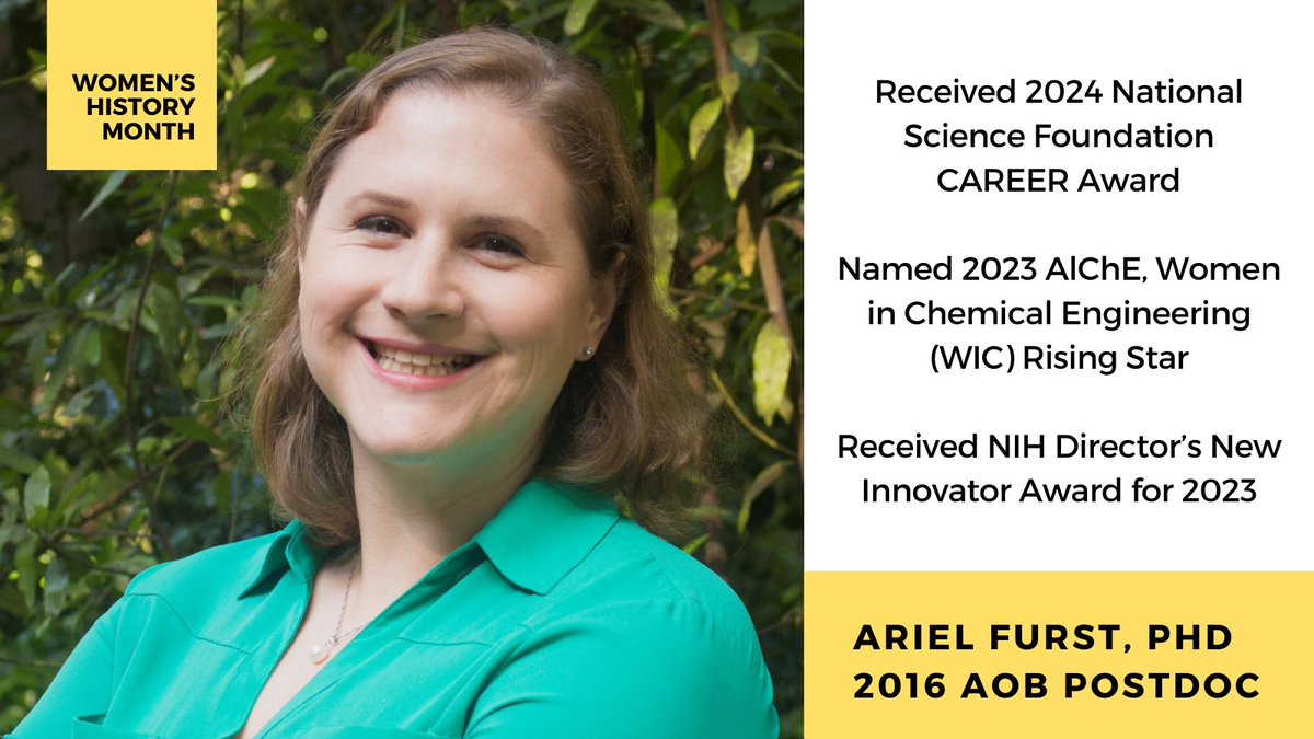 BeckmanFnd's tweet photo. March is #womenshistorymonth! We’re celebrating by highlighting the trailblazing efforts, contributions, and accomplishments of awardees from our #BYI, #AOBpostdoc, and #BSP programs. Today, get to know 2016 AOB Postdoc Ariel Furst, PhD: https://t.co/o5WcSd8Jn7 https://t.co/ZziIMLmHzN