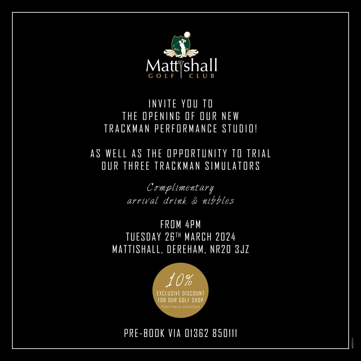 We are thrilled to invite you to the Opening of our brand new Trackman Performance Studio 🏌️🏌️‍♀️

Pre-book via 01362 850111