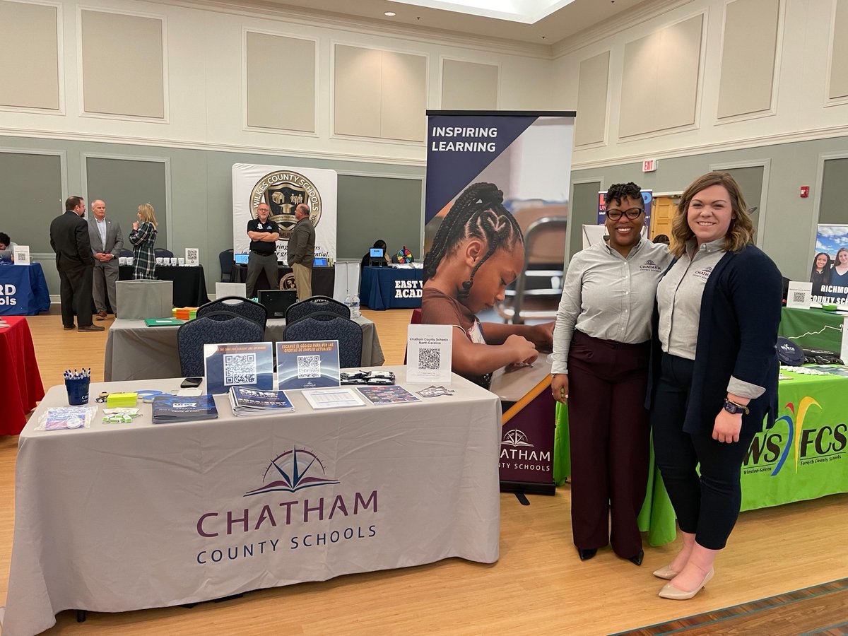 ChathamCoSch's tweet photo. Chatham County Schools were well represented at the @UNCWilmington and @EastCarolina job fairs this week! #OneChatham #4Rs #ComeWorkForUs @north_chatham @GMHMiddle @JMHSJets @ChathamGroveES https://t.co/VDklT8ihDd
