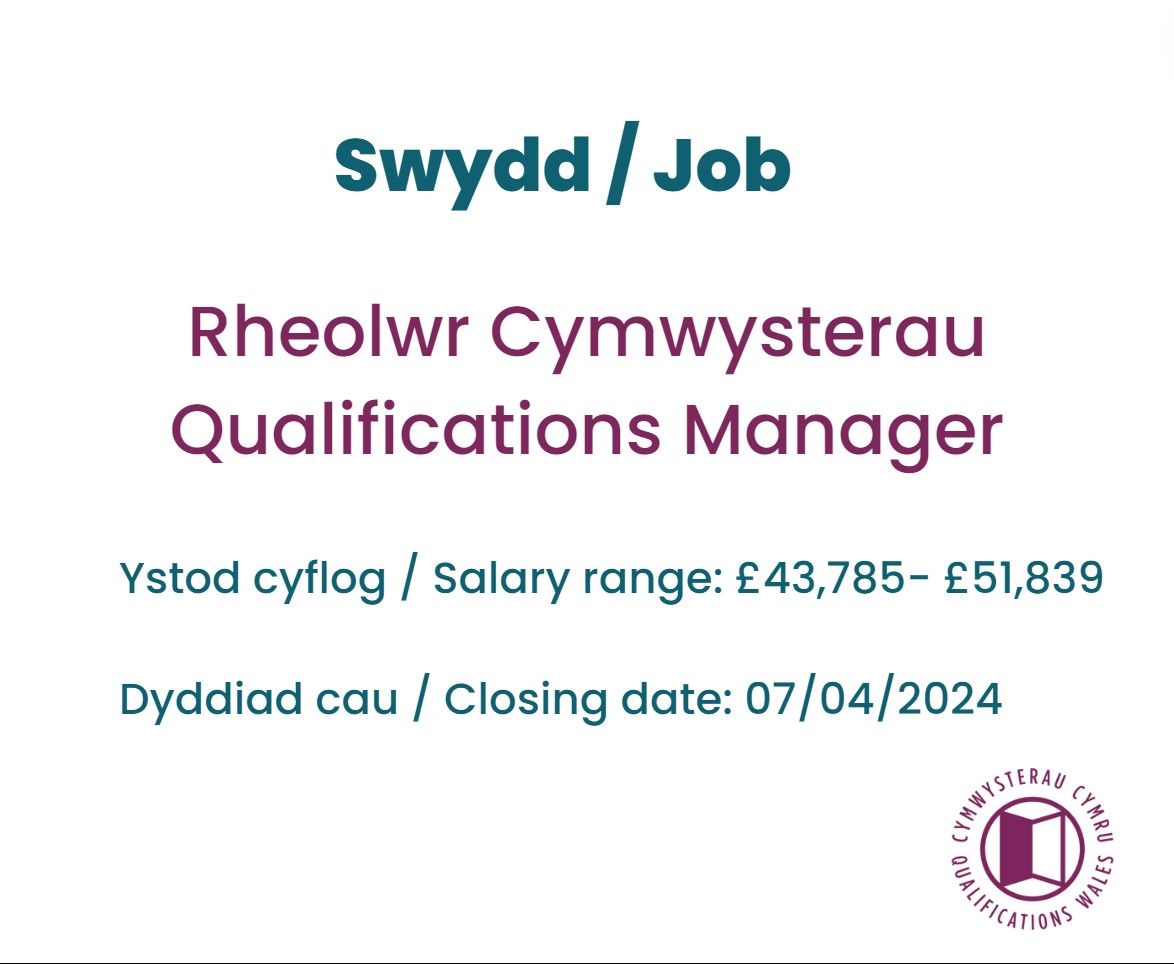 Job available – Qualification Manager. The role is focused on monitoring the delivery of vocational qualifications in Wales. More info: orlo.uk/r6I7b