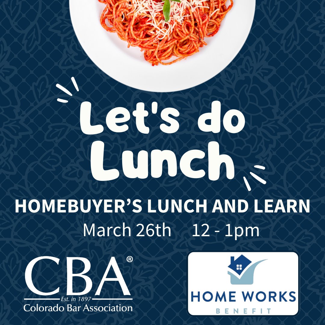 Bring your appetite for knowledge to the Homebuyers' Lunch and Learn provided by CBA and Home Works Benefit. Registration closes March 24, sign up today! Attend in-person or virtually! Note: lunch provided for in-person attendees only. RSVP: tr.ee/b67gPevwlD #realestate