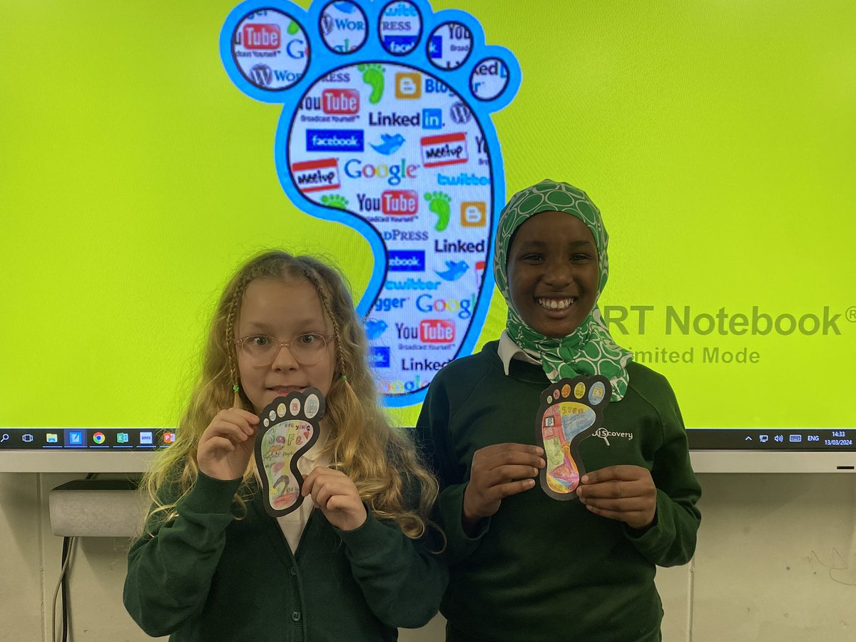 Discovery_Y4's tweet photo. This afternoon, our digital 💻 citizens were thinking about their online footprints 👣 and what advice 🗣️ they would give to help others to make good 👍 choices online and to stay safe 💪 #Year4 #DPS #Digitalfootprint #PauseandThink #StaySafe #BeKind https://t.co/zDwyy3fUJE