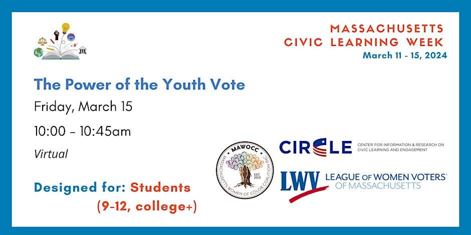 CIRCLE (@civicyouth) on Twitter photo So many fantastic #CivicLearningWeek events and opportunities this week from <a href="/NationalCLW/">Civic Learning Week</a> and local partners!
Excited for our senior researcher @manykellies to lead this <a href="/LWVMA/">LWV Massachusetts</a> session tomorrow designed to inform students about youth voting.
Register: eventbrite.com/e/the-power-of… So many fantastic #CivicLearningWeek events and opportunities this week from <a href="/NationalCLW/">Civic Learning Week</a> and local partners!
Excited for our senior researcher @manykellies to lead this <a href="/LWVMA/">LWV Massachusetts</a> session tomorrow designed to inform students about youth voting.
Register: eventbrite.com/e/the-power-of…