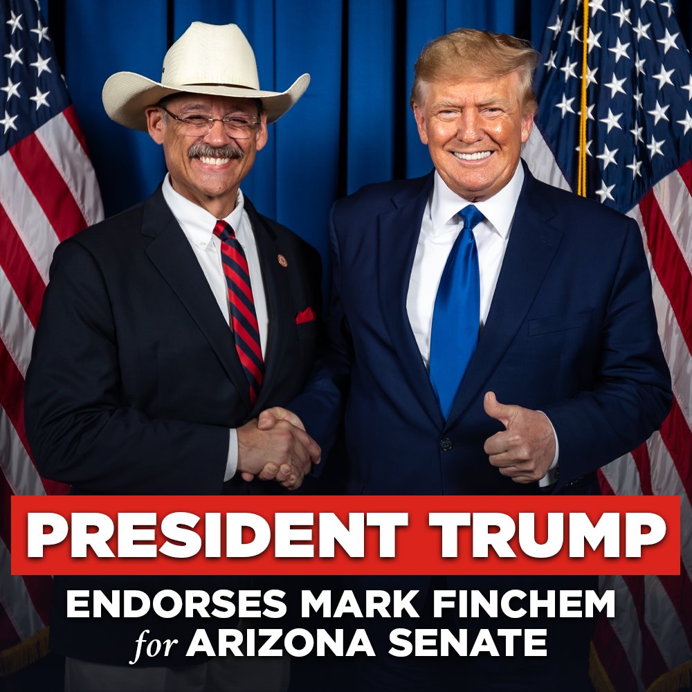 BREAKING🚨 : President Donald J Trump Endorses Mark Finchem for Arizona Senate in #LD1 Thank you, sir. A great honor! I will not let you or the people of Arizona down! 'Mark Finchem has been an unbelievable Warrior for the Great State of Arizona, and is ready to take that same…