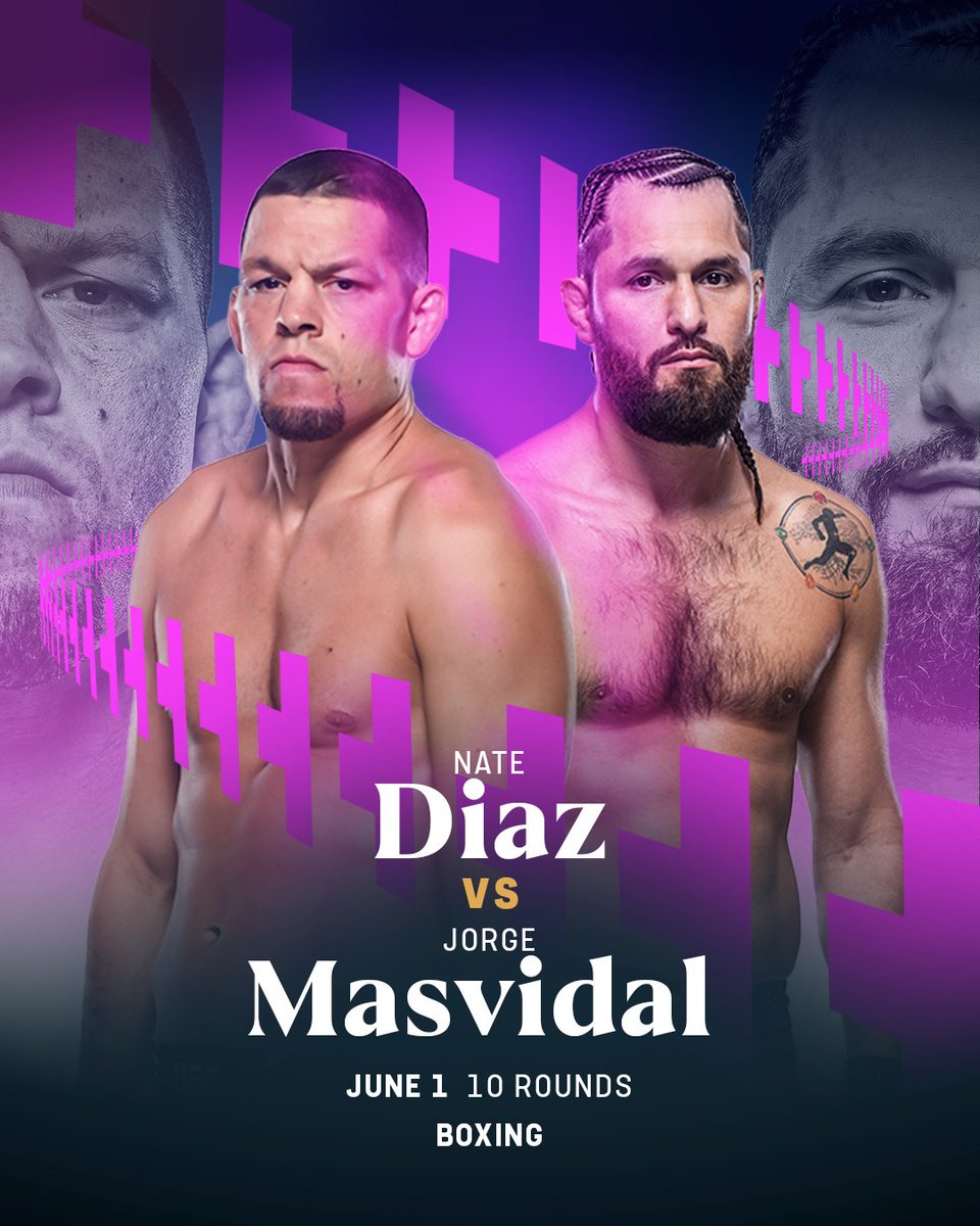 boxingontnt's tweet photo. Nate Diaz. Jorge Masvidal. 10 rounds of boxing. 🥊   

🗓️ June 1 🏟️ Kia Forum https://t.co/0ops71uce3
