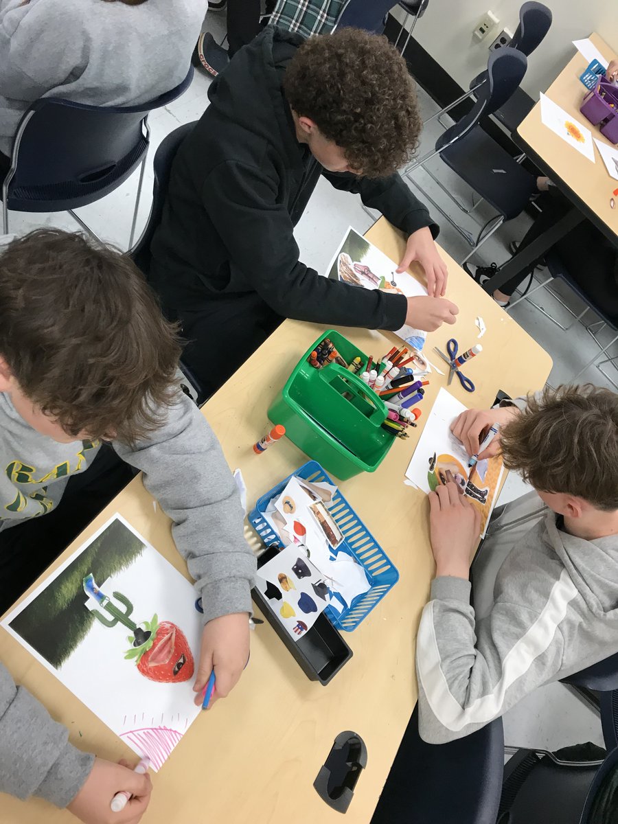 bmchsd's tweet photo. Mr. Giordano's 8th art grade classes from Grand Avenue took a field trip to the @HU_Museum to learn about Surrealism at the exhibit "Les Visionnaires, in the Modernist Spirit". The works inspired them to create their own works of Surrealist art in the Museum's creativity lab. https://t.co/1aO5ritfUr