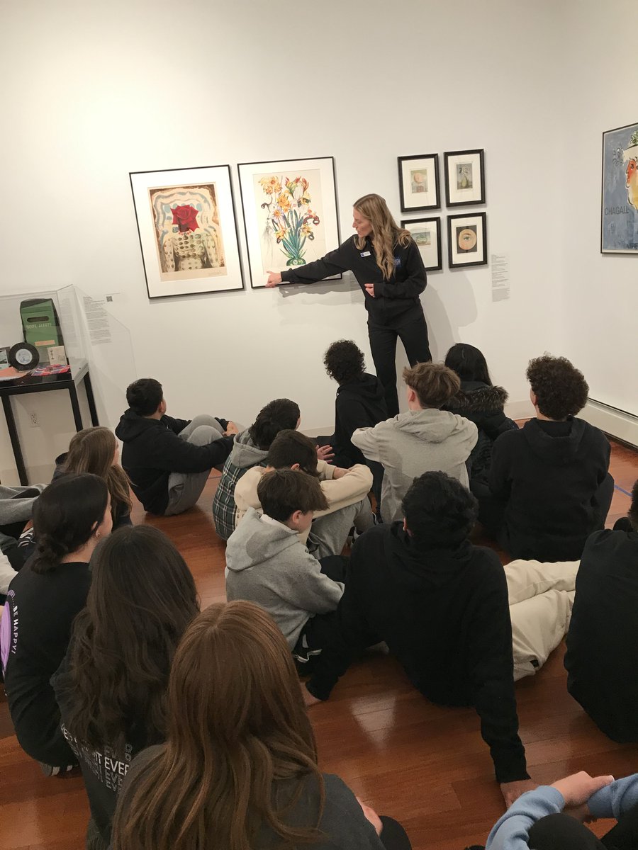 bmchsd's tweet photo. Mr. Giordano's 8th art grade classes from Grand Avenue took a field trip to the @HU_Museum to learn about Surrealism at the exhibit "Les Visionnaires, in the Modernist Spirit". The works inspired them to create their own works of Surrealist art in the Museum's creativity lab. https://t.co/1aO5ritfUr