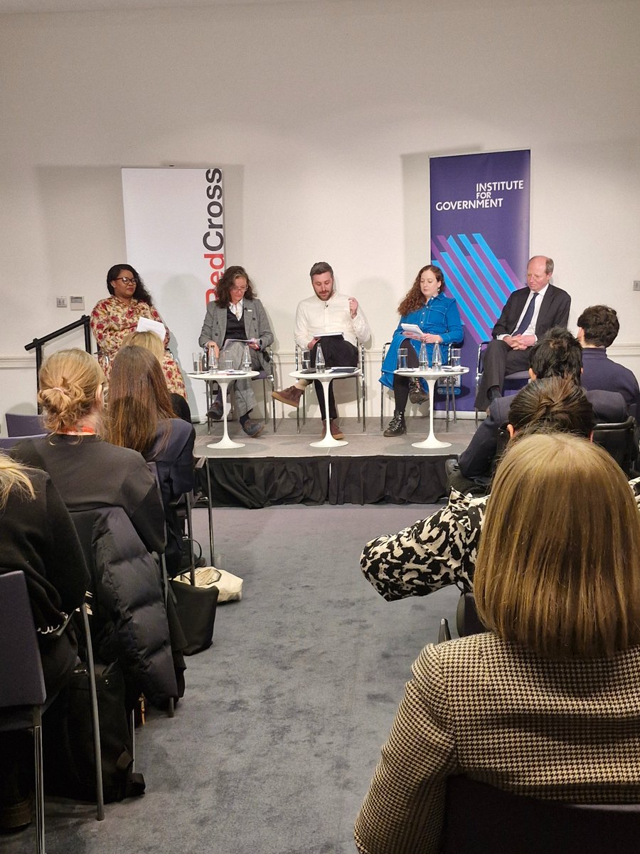 RedCrossPolicy's tweet photo. Delighted to be at the @instituteforgov to begin our discussion of the actions government can take to improve asylum policy with @VOICESNetworkUK @PhilipRutnam and @lizziedearden #IfGAsylumPolicy https://t.co/D1xzMGicSo