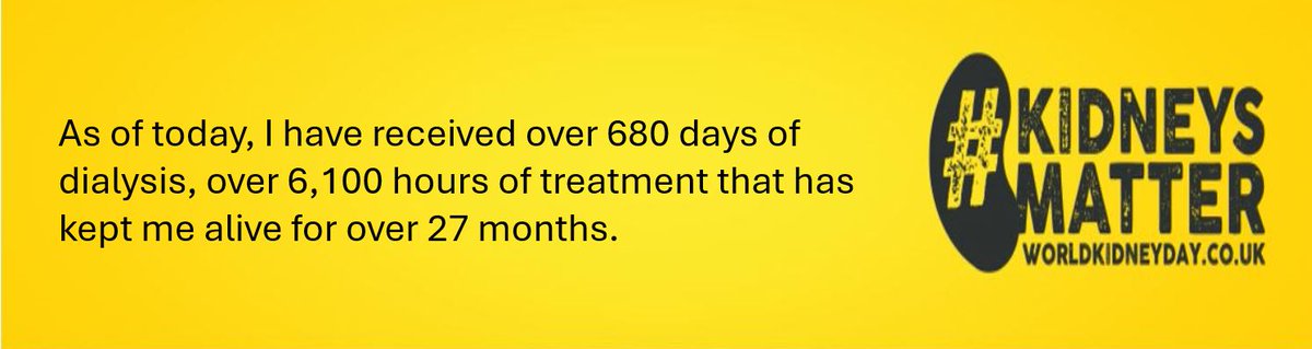 I am very grateful for every month, every day and every hour that #dialysis has kept me alive. 

Charlie 🙂

#WorldKidneyDay
#KidneyAwareness
#kidneysmatter