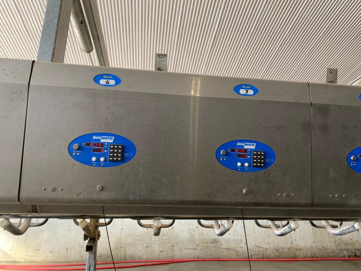 DortmansB's tweet photo. It was start up day at this organic dairy farm.🌞The installation crew did a fantastic job assembling this double 10, lift front, @BouMatic parlour.🐮
#dortmansbros #BouMatic #dairyparlour #dairyfarming #ontag https://t.co/nRq8J2mECS