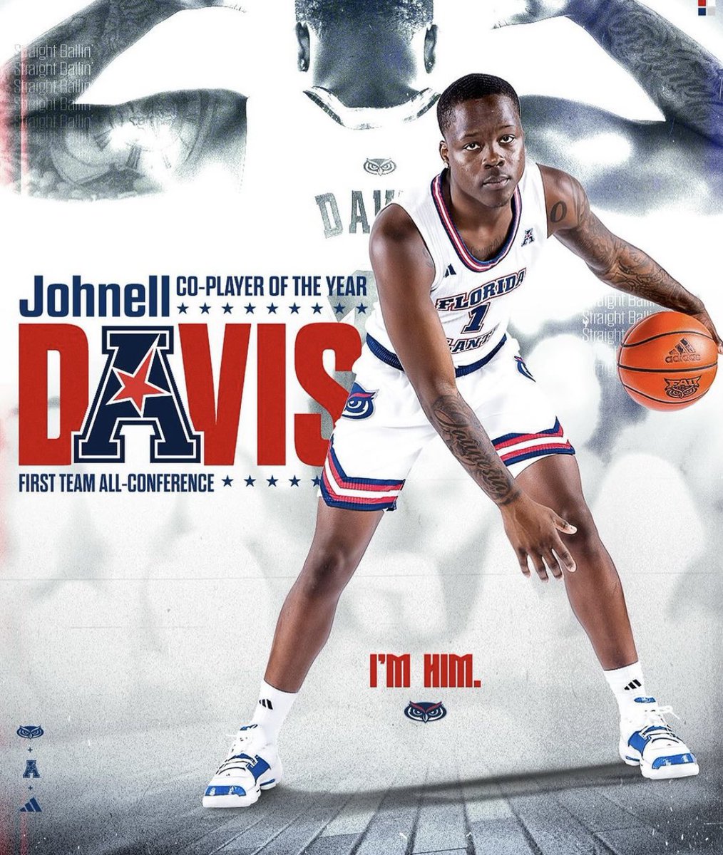 Indiana native Johnell Davis was named the Co-AAC Player of the Year and First Team All-Conference 👏 Davis avg 18.2 PPG, while shooting 48% from the field, and 6 RPG (most among AAC guards). @KOBNelly
