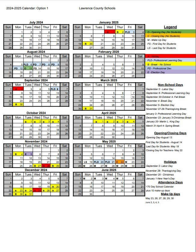 LawrenceCoSchools on X: "The LC Board of Education approved the 2024-2025 school  schedule! The opening day for students is set for August 14th! The opening  day for preschool students is set for