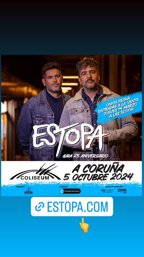 Entradas de A Coruña a la venta el jueves 14 de marzo a las 12:00 en estopa.com/conciertos/ 🔥🔥 #25aniversario 🔥🔥