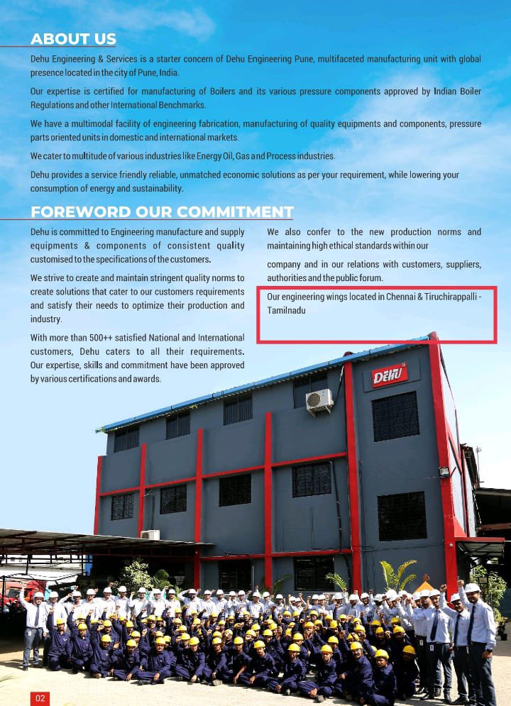 Pune based Dehu Engineering India Pvt limited opened their Engineering office in Trichy caters to Power plant / Boiler Shutdown works 👇