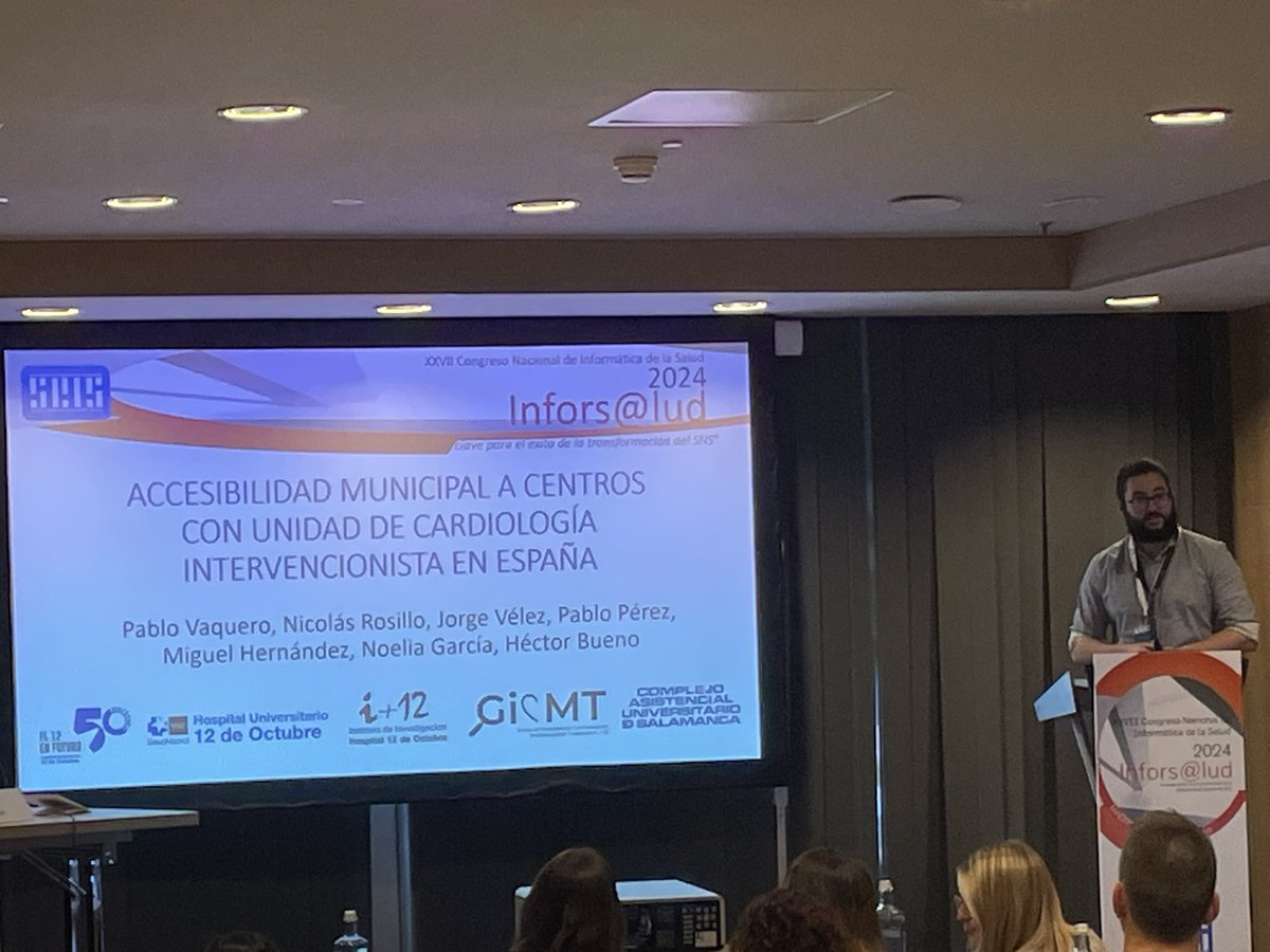 📢 Arranca el congreso #INFORSALUD24 de la #SEIS ! 

💬 Nicolás Rosillo <a href="/RosilloRN/">N.Rosillo</a>  nos presenta hoy el trabajo titulado “Accesibilidad municipal a centros con unidad de cardiología intervencionista en España”.