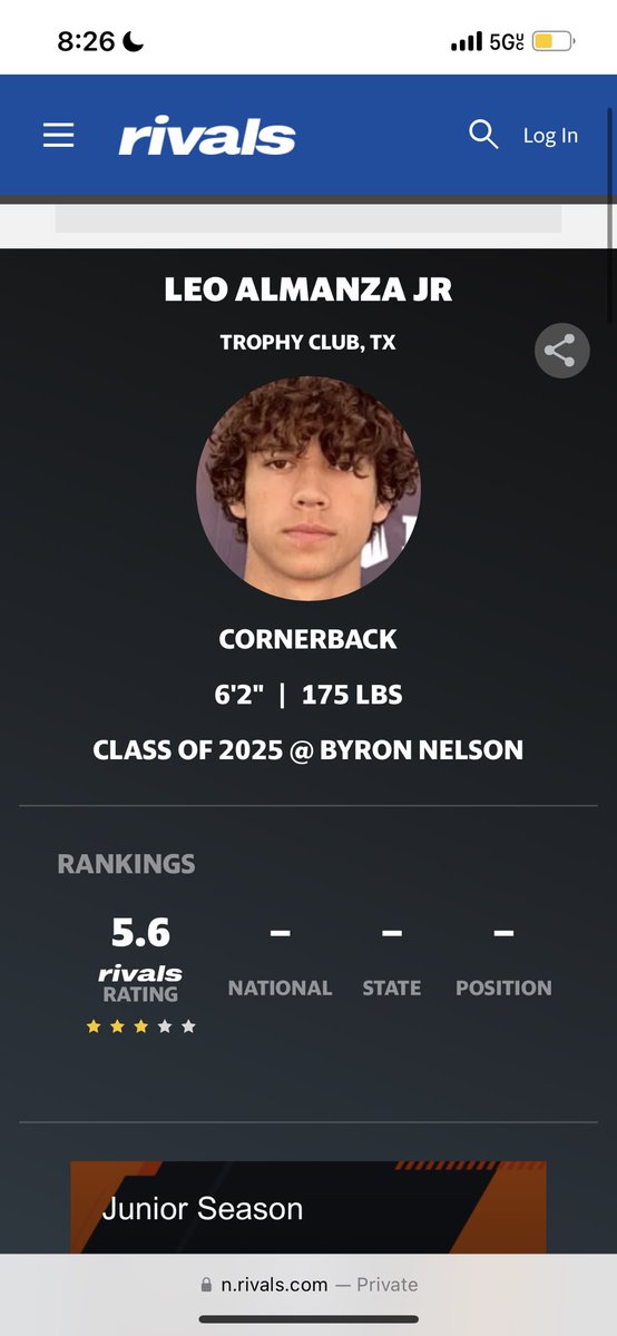 Leo Almanza Jr (@leoalmanza1) on Twitter photo Blessed to be a 3 ⭐️ on Rivals!
<a href="/FlightSkillz/">Coach Flight</a> <a href="/coachcilumba/">Wallstreet Athletes /WSA BIGS /Wall Street 7v7</a> <a href="/coachwoodward/">Zach Woodward</a> @BNHSFOOTBALL09 Blessed to be a 3 ⭐️ on Rivals!
<a href="/FlightSkillz/">Coach Flight</a> <a href="/coachcilumba/">Wallstreet Athletes /WSA BIGS /Wall Street 7v7</a> <a href="/coachwoodward/">Zach Woodward</a> @BNHSFOOTBALL09