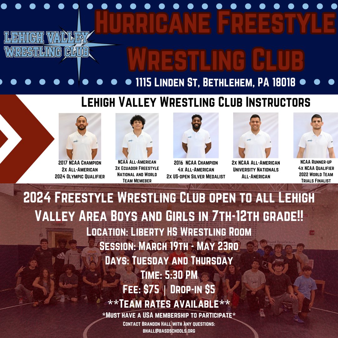 Liberty High School Wrestling (@libertyhwc) on Twitter photo Freestyle Sessions are back!
<a href="/LVACW/">Lehigh Valley Wrestling RTC</a>
<a href="/dariantoicruz/">Toi</a>
<a href="/G_Rea1/">Guesseppe Rea</a>
<a href="/nahshongarrett/">Nahshon Garrett</a>
<a href="/joey_lavallee/">Joey Lavallee</a>
<a href="/kmac120/">Kerry McCoy</a>
@LehighWrestling
<a href="/D11Updater/">D11 Updater</a>
<a href="/LHSGirlsWrestle/">LibertyGirlsWrestling</a>
<a href="/USAWrestling/">USA Wrestling</a>
<a href="/mystlukes/">St. Luke's University Health Network</a>
<a href="/bradwsports/">Brad Wilson</a>
<a href="/TomHousenick/">Tom Housenick</a> Freestyle Sessions are back!
<a href="/LVACW/">Lehigh Valley Wrestling RTC</a>
<a href="/dariantoicruz/">Toi</a>
<a href="/G_Rea1/">Guesseppe Rea</a>
<a href="/nahshongarrett/">Nahshon Garrett</a>
<a href="/joey_lavallee/">Joey Lavallee</a>
<a href="/kmac120/">Kerry McCoy</a>
@LehighWrestling
<a href="/D11Updater/">D11 Updater</a>
<a href="/LHSGirlsWrestle/">LibertyGirlsWrestling</a>
<a href="/USAWrestling/">USA Wrestling</a>
<a href="/mystlukes/">St. Luke's University Health Network</a>
<a href="/bradwsports/">Brad Wilson</a>
<a href="/TomHousenick/">Tom Housenick</a>