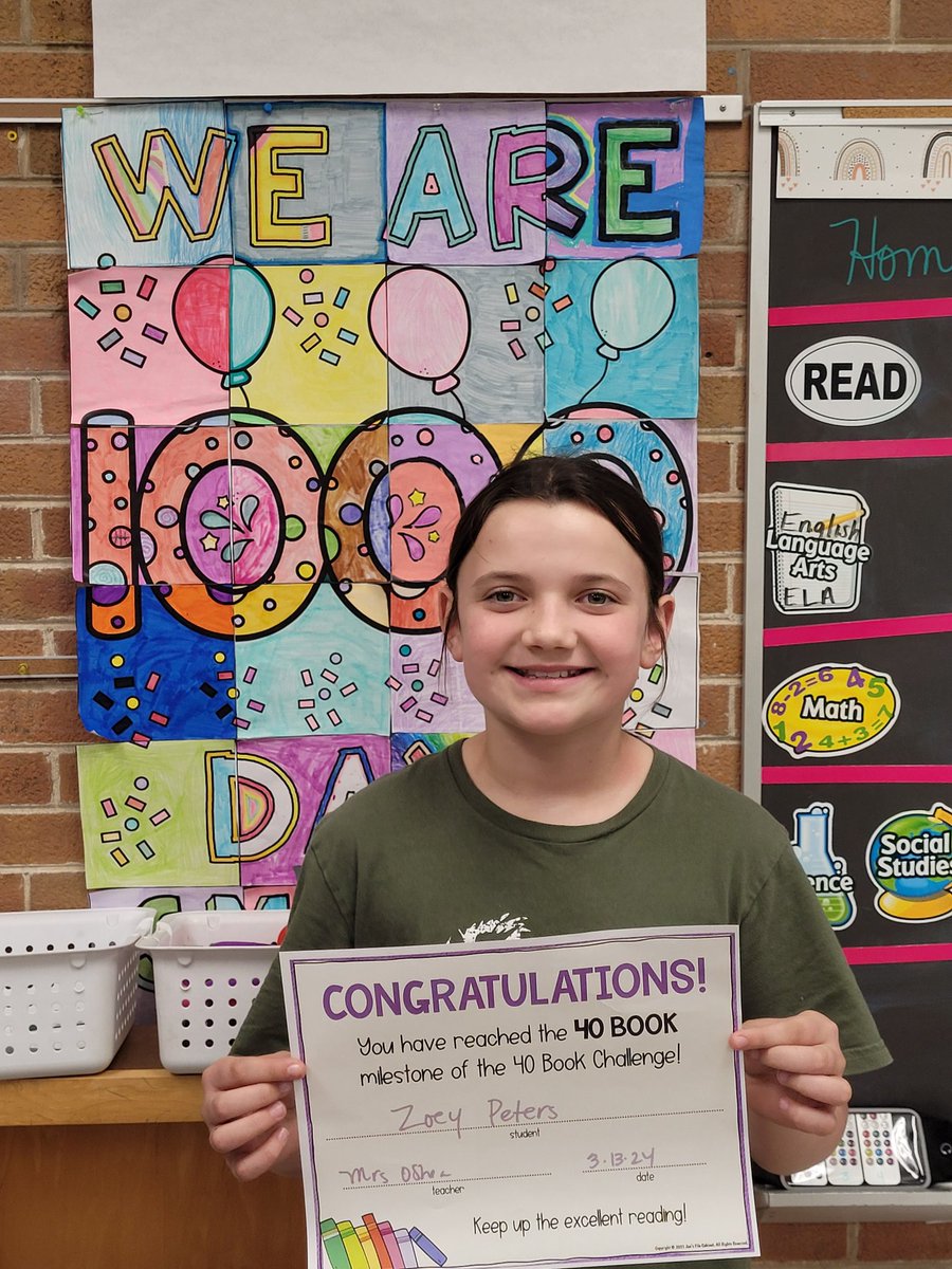 #40bookchallenge earner right here👇. Congratulations, Zoey P! #40bookchallenge #SWBulldogs #walloffame