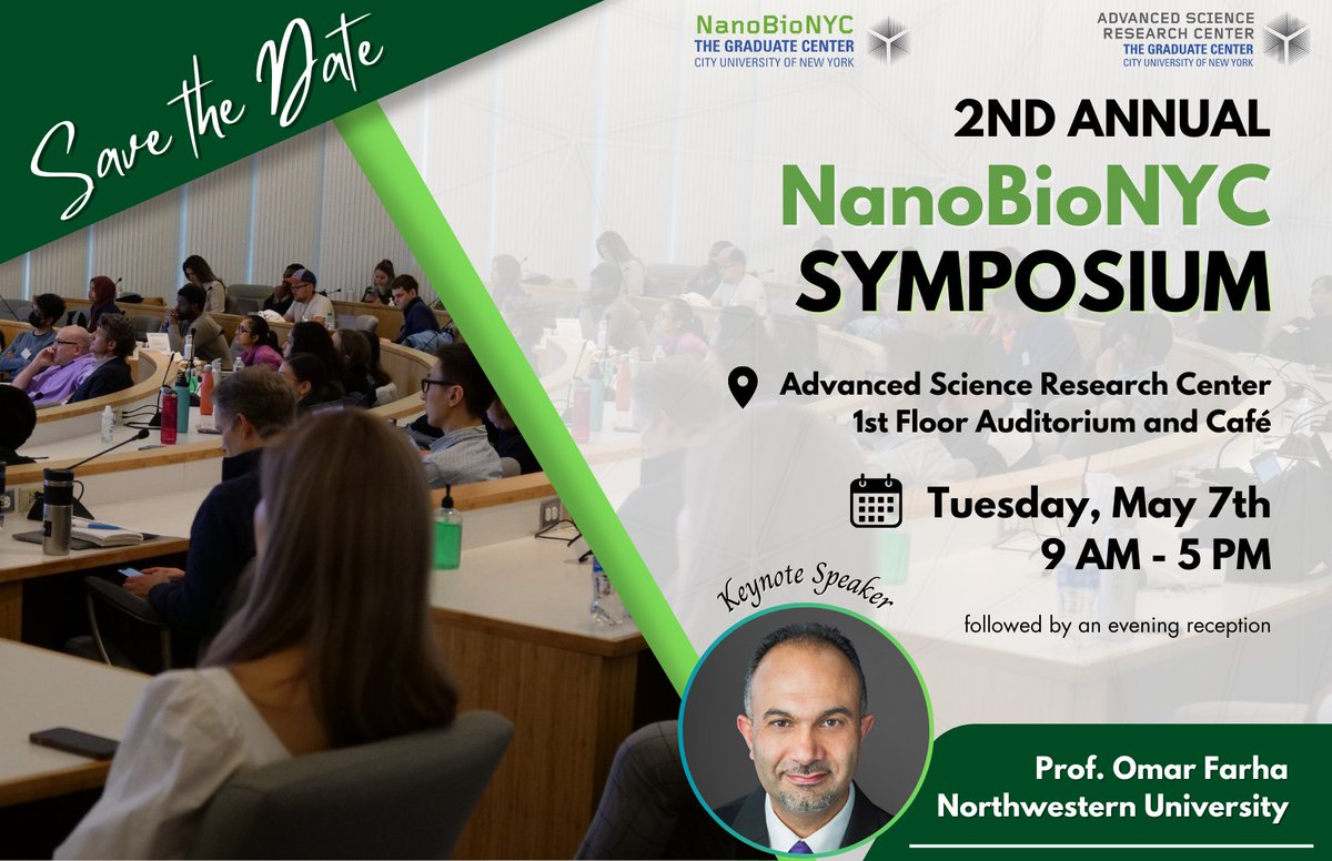 ✨ Save the date for our 2nd Annual NanoBioNYC Symposium! Join us for a day of talks and networking, delving into diverse Bio-Inspired Nanoscience research.

Registration and agenda coming soon!

@UlijnGroup @OmarFarha5 @Farhomies
@asrc_gc
@ASRCnanoscience

#NSFNRT #nano #bio