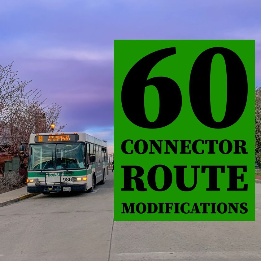 Big News for the 60 Connector, effective April 1st! Starting its journey from the Transit Center, the 60 will now service the East Loop: through Patrick St, Monocacy Blvd, and South St. The 40 Connector will no longer service the East Loop.