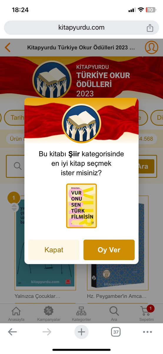 Kitapyurdu Okur Ödülleri şiir kategorisinde ticarethanemizin bir ürünü var. kitapyurdu.com/index.php?rout…