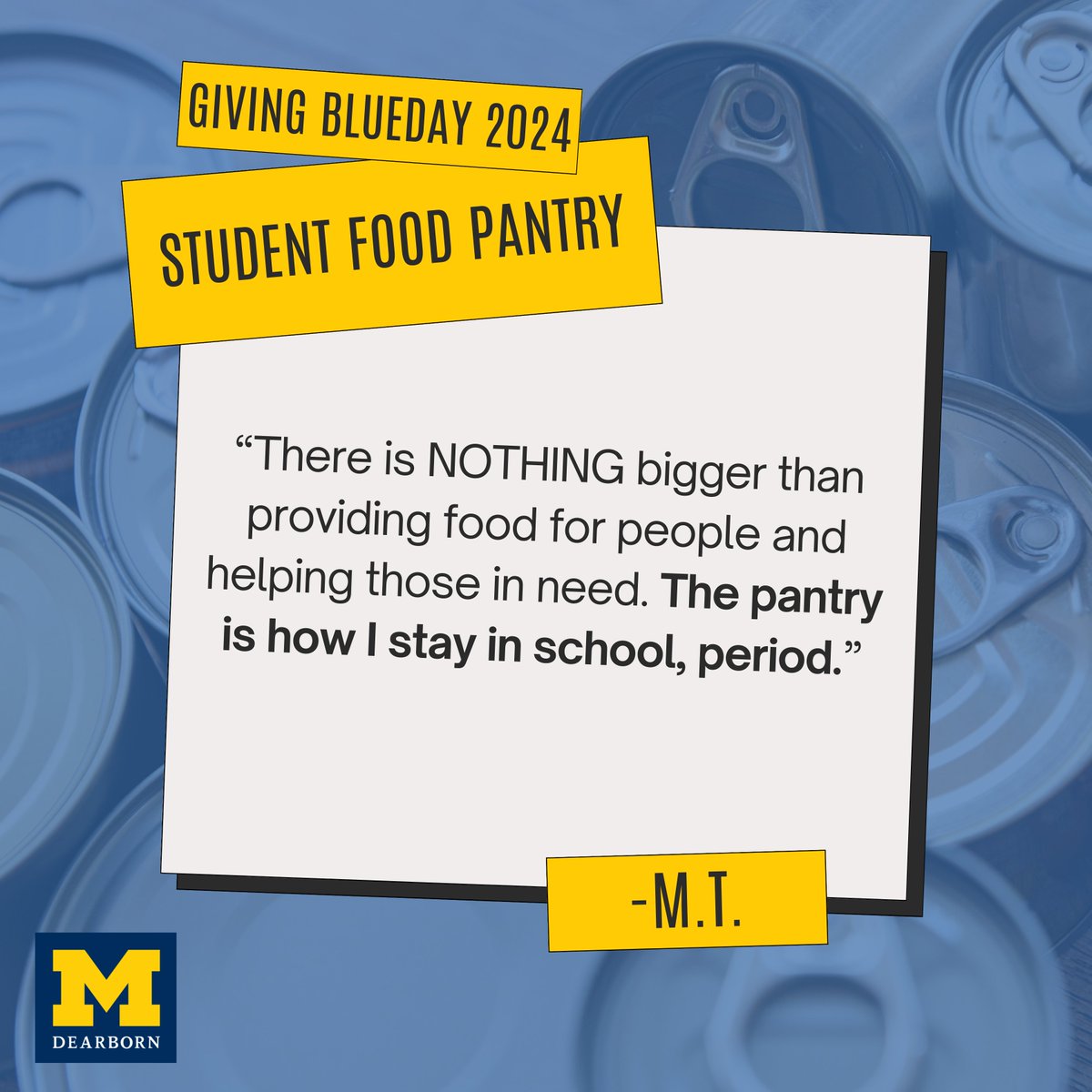 UMDearbornAlums's tweet photo. Today, support UM-Dearborn on Giving Blueday! Your gift to student organizations, scholarships, or the Student Food Pantry makes a real difference. Let's ensure every student thrives. #GivingBlueday #UMDearborn 

https://t.co/RjYQJer8O3 https://t.co/KBrLhIzz3J