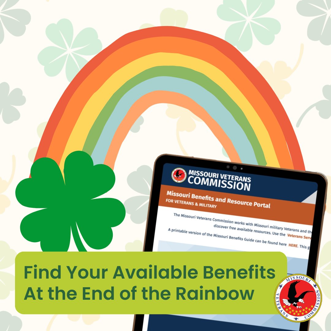 Happy St. Patrick's Day! Don't leave your good luck to chance - talk with your local VSO to find out about available benefits. Mvc.dps.mo.gov/service/servic…