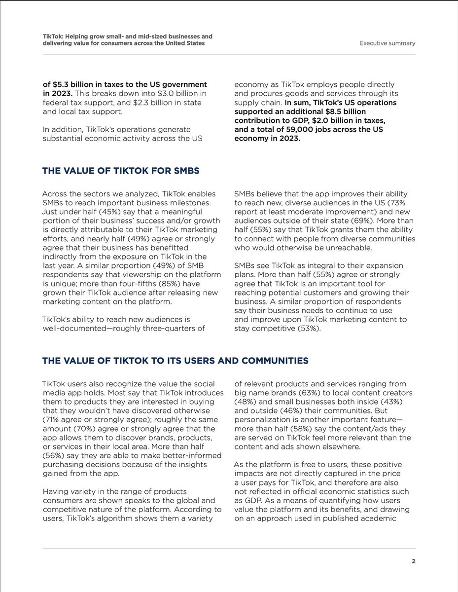 TikTokPolicy's tweet photo. New report from @OxfordEconomics: TikTok supported a $24.2 billion contribution to U.S. GDP in 2023. 

Read more: https://t.co/ZWFC0pIvdy