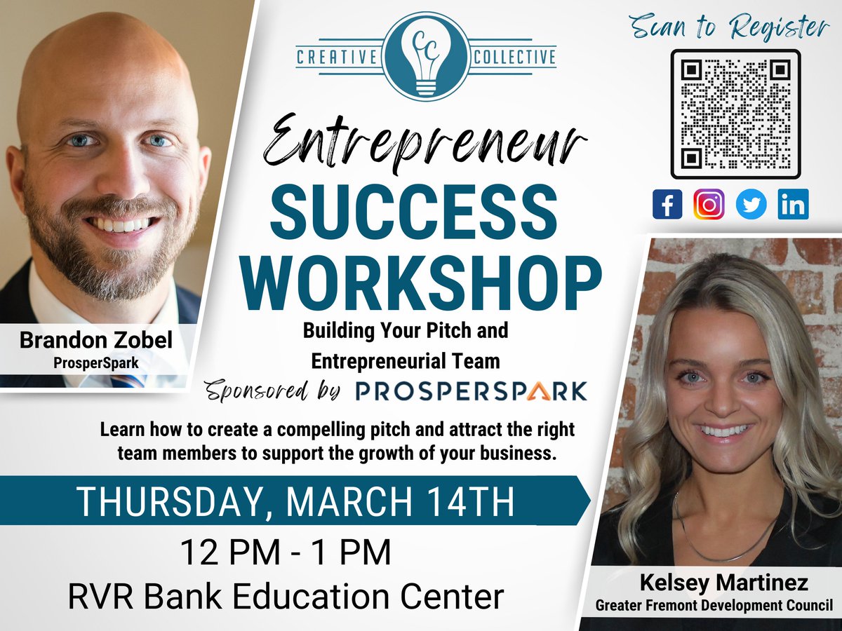 CreateFremont's tweet photo. Our next FREE workshop - Building your Pitch and Entrepreneurial Team - is tomorrow, Thursday, March 14 @ Noon! Thinking about participating in our our Pitch It In Fremont event? This workshop is the perfect session to help you prepare! 

Register here: https://t.co/PxJLvnifL8 https://t.co/Mi3vvNg6jX