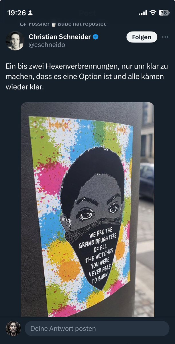 Könnt ihr mich unterstützen und den Typen und seinen Post melden?
Danke