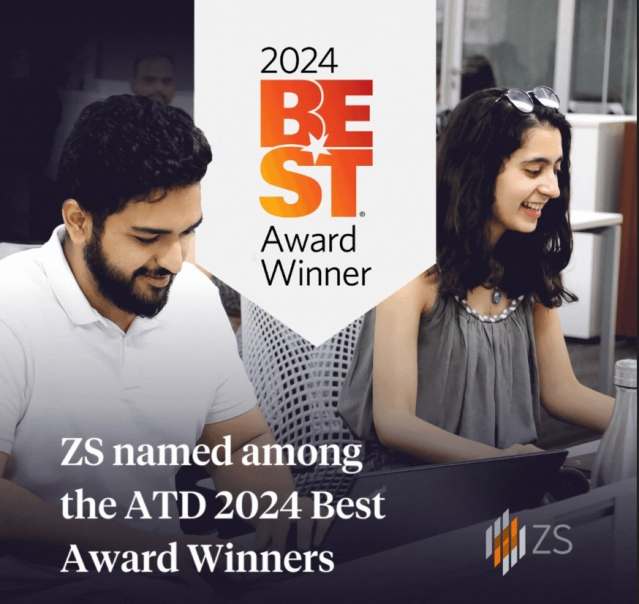 ZS has been recognized as one of the Association for Talent Development (ATD) 2024 Best Winners for our talent development program! Learn how we support ZSers' learning journeys as they use their passions for impact. #ATDBEST #lifeatZS bit.ly/4cbNVB7