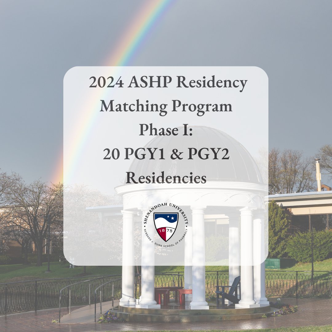 Congratulations to all who matched during Phase I of the 2024 ASHP Residency Matching Program! 20 #SUPharmacy students matched across five states and the District of Columbia ...17 PGY1 and 3 PGY2 residencies. 🌟 #Pharmily #ItsAGreatDayToBeAHornet
