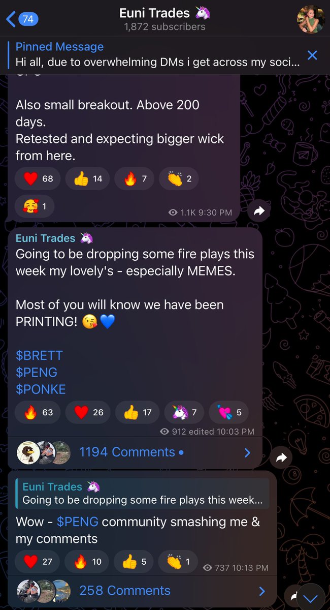 Nice to see people coming into my telegram group and everyone’s talking and discussing 

Join here 👇🏼👇🏼👇🏼
t.me/eunitrades

It’s free 💸💸