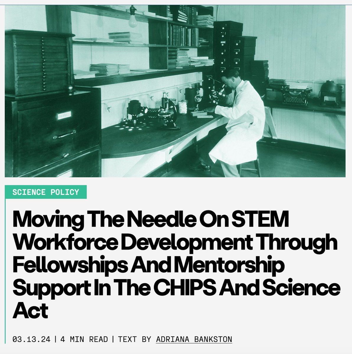 The #CHIPSandScience Act ushered in unprecedented opportunities for American #manufacturing, #science, and #innovation – and yet, current underfunding leaves the outcomes at risk. Read my latest on how federal #fellowships and #mentorship can enhance U.S. S&T competitiveness.