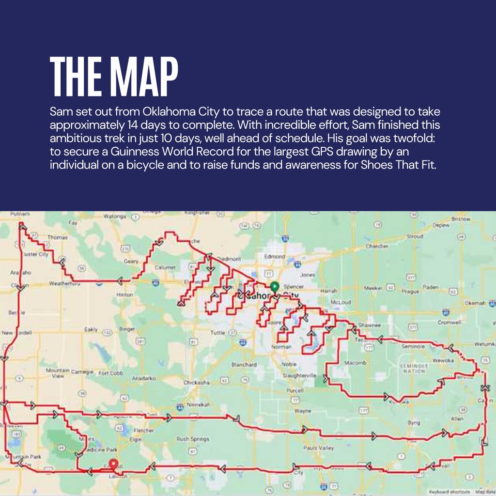 Congratulations to Sam Westby on completing an awe-inspiring journey across Oklahoma, all on two wheels! 🚴‍♂️🏆 His incredible effort raised funds for Shoes That Fit, helping us provide new shoes and socks to children in need. We loved cheering on every pedal of Sam's trip.