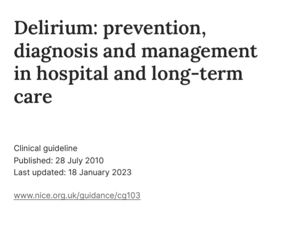 GeriSoc's tweet photo. "Recognition and treatment of #delirium has improved greatly over the years.  First @NICEComms appeared in 2010, followed by SIGN Guidelines in 2019.  These have been useful for unifying our approach towards identification and treatment" #WDAD2024 https://t.co/IyLjz5Ufm4 https://t.co/u0EcYyvFKK