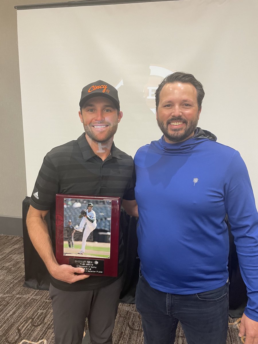 Tyler got a plaque for his first big leaguer. Go Reds.