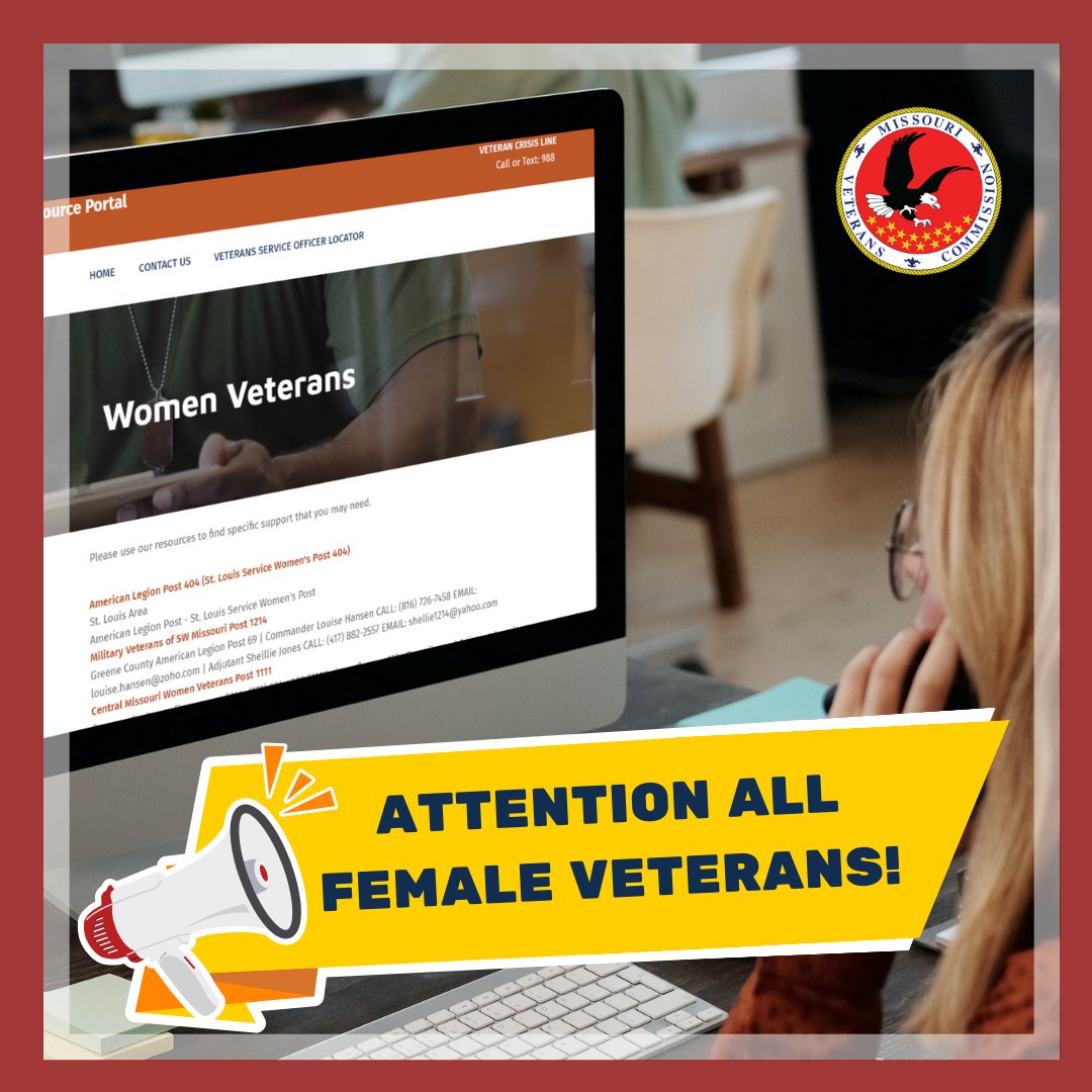 Attention all female veterans! DYK we have a section in our portal dedicated to female veterans? Take advantage of this opportunity to access resources tailored just for you. Check it out at veteranbenefits.mo.gov/women-veterans…