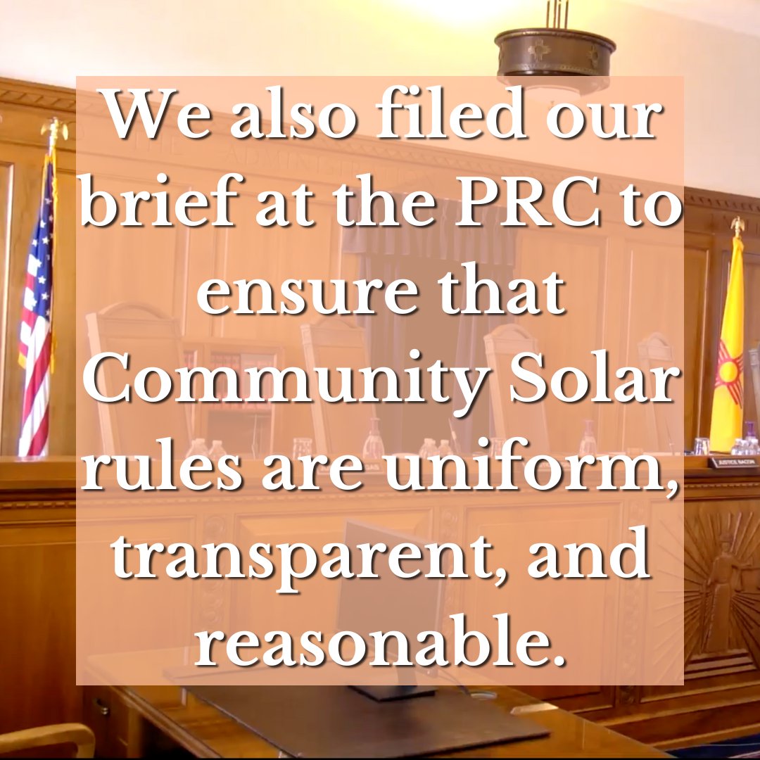 Victory at the Supreme Court! PNM and other local utilities can no longer delay the implementation of Community Solar now that the Supreme Court has found no violation of due process! This is a big step in the right direction for New Mexico!