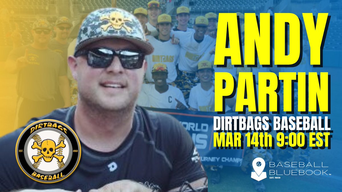 Tomorrow night’s Coaches Corner, we have @Andy_Partin to talk @_thedirtbags and everything going on with youth baseball! Don’t miss it: youtube.com/live/pZrbxfT3L… @bsblbluebook #youthbaseball