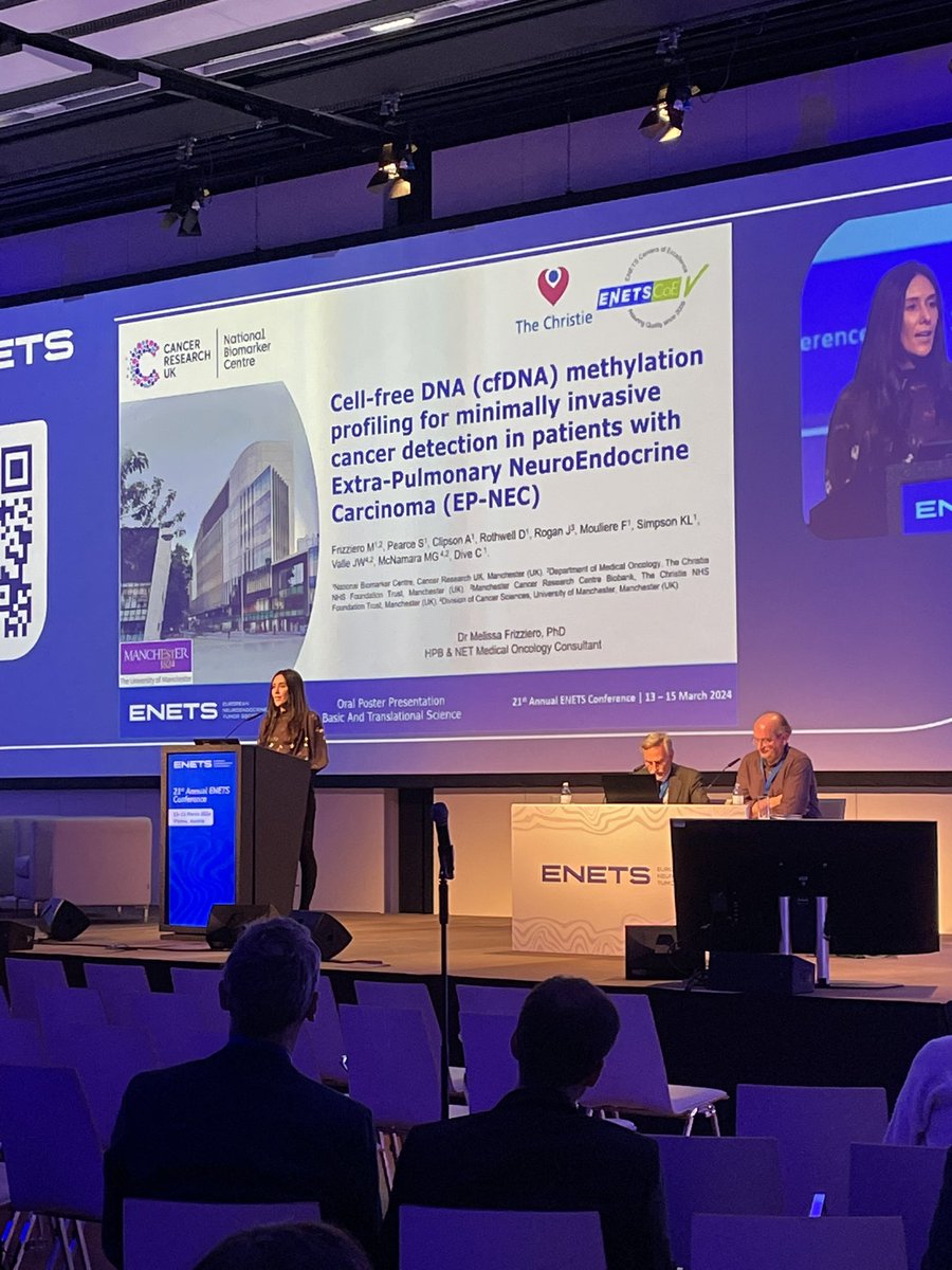 Well done @MelissaFrizzie1 on presenting some of her PhD work on methylation profiling in EP-NEC as oral poster presentation #ENETS 24, Vienna, poster A08  @TheChristieNHS @MCRCnews @ncukcharity More data to come.