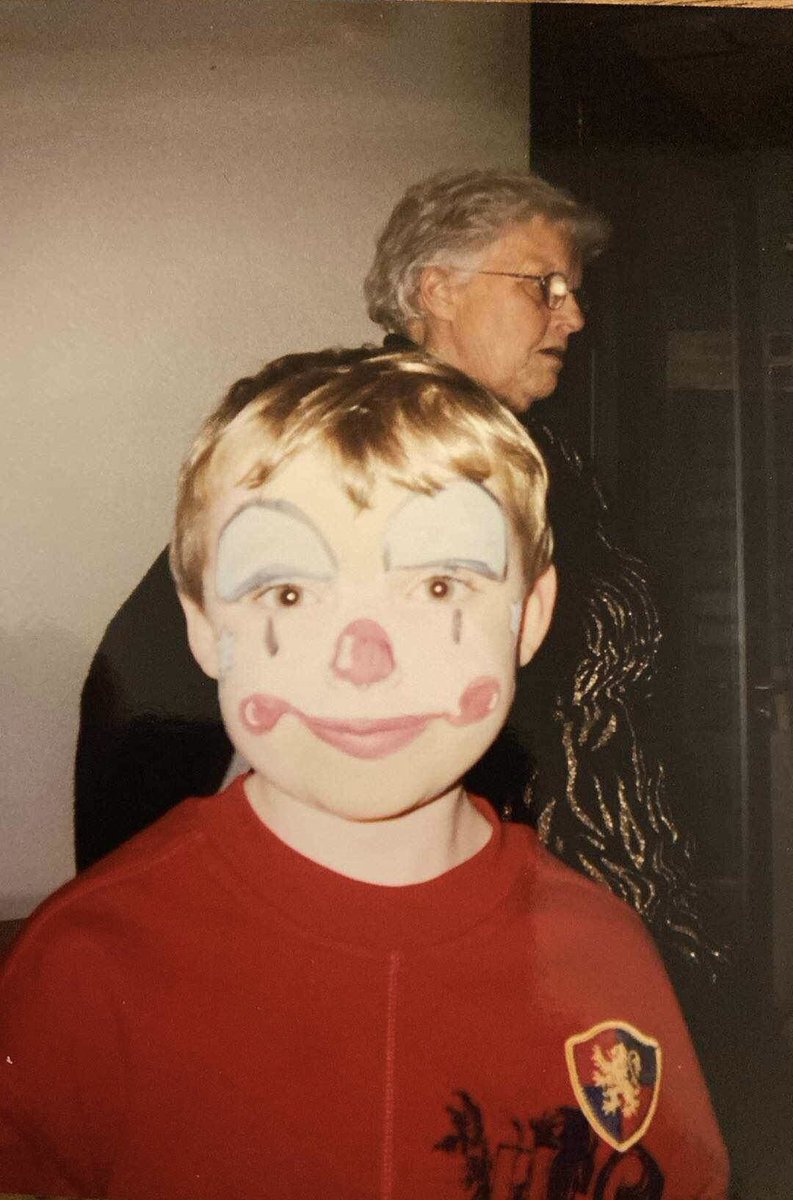 Just me at school as a clown, with my teacher Mrs Turgoose. 🤡