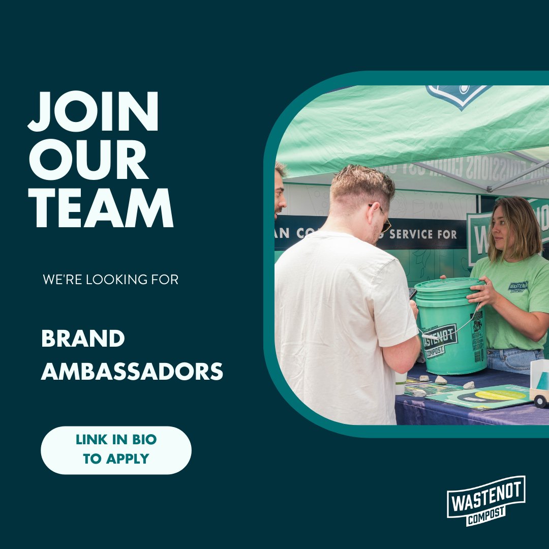 Our team is #hiring for a handful of Event Brand Ambassador roles!

This role is perfect for those who love sales and would enjoy being the face &amp; voice of WasteNot at our various farmers markets &amp; pop-up events. 

Apply through this link: bio.site/WasteNot
