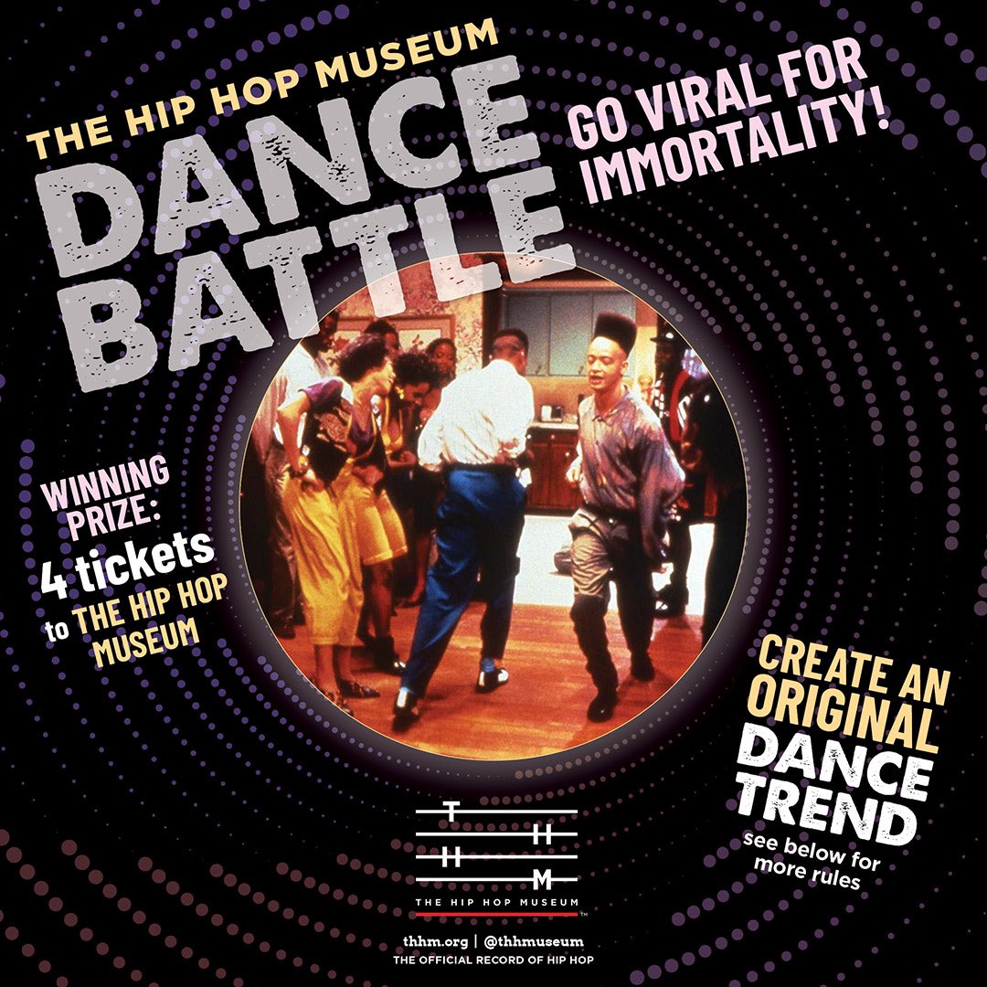 Want to be part of The Hip Hop Museum’s (THHM) history books forever? Then join “THHM Dance Battle: Go Viral for Immortality” to etch your name. To participate, a person needs to create an original dance trend. You have from March 13th til Nov. 31st.