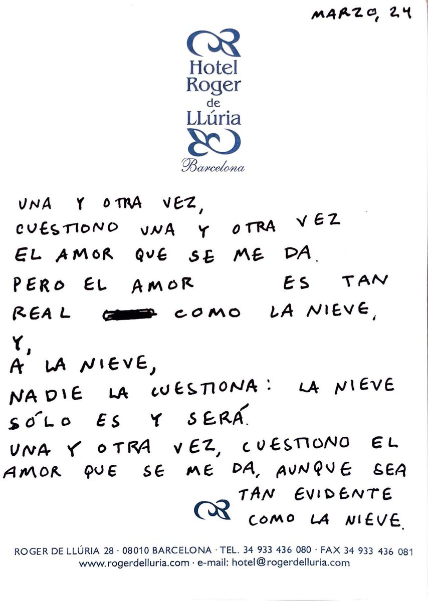 Fig. 1: “Una y otra vez.” (Marcador sobre block de notas del Hotel Roger de LLúria).